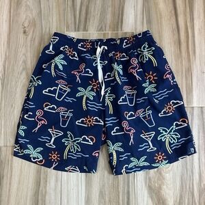 Chubbies Shorts Neon Hawaiian Palm Tree Party Board Shorts Mens M Lined pockets